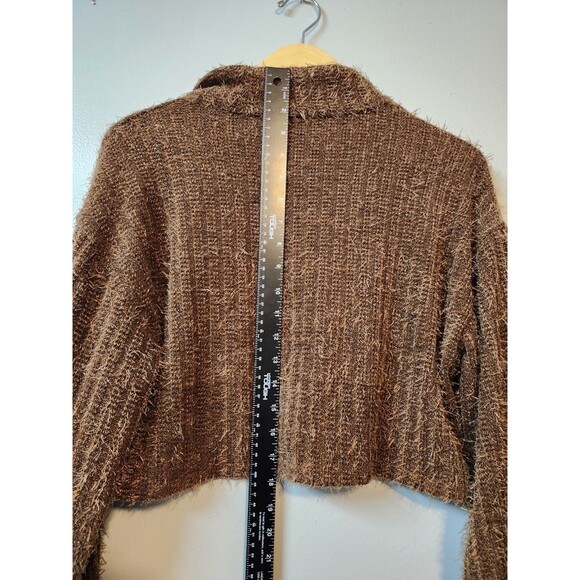 LeLis Collection Cropped Button Down Long Sleeve Cable Knit Cardigan Rust XS - Picture 6 of 7